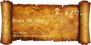 Kupi Ákos névjegykártya